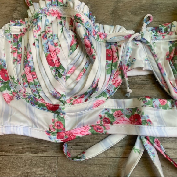 For Love and Lemons Floral Satin Pleated Bustier Bra - Picture 5 of 14